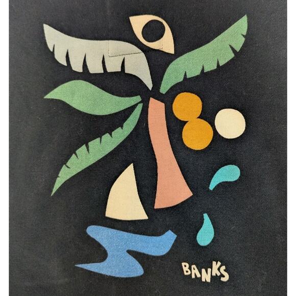 Banks Journal Studio Nadia Hernandez Palm Art Pullover Hoodie Organic Black Sz S - Picture 3 of 8